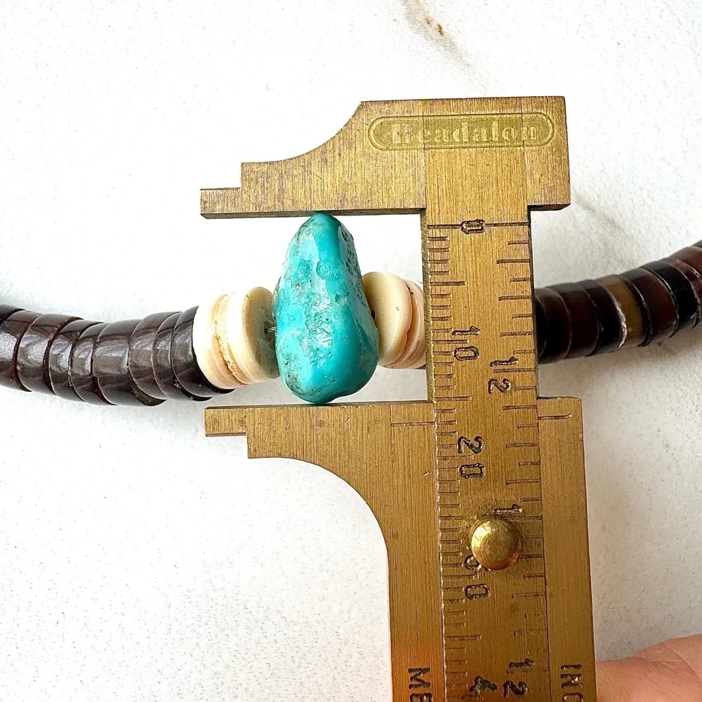 VTG Native Amer Heishe Necklace Turquoise 18in Choker Graduated Santo Domingo